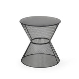 Nevada Matte Black Iron Side Table Outdoor Accent Table for Patio and Home