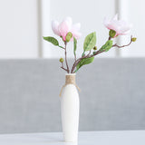 Ceramic Vase with Artificial Flowers Set – 8 Piece Bundle | White Modern Vase & 6 Flower Bunches