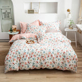 Splendas Floral Cotton Bed Linen Set Soft Breathable 4-Piece Duvet Cover | Twin Queen King