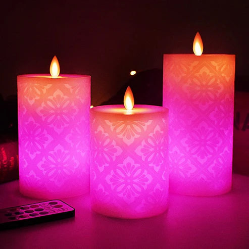 18 key electronic candle LED lamp pink color changing hollow pattern display