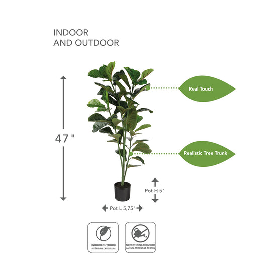 Artificial 47 in. Fiddle Leaf Indoor and Outdoor Plants
