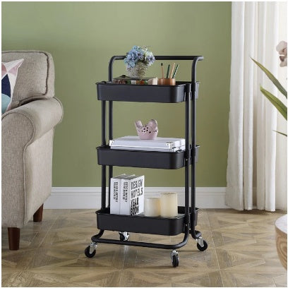 3 tier rolling storage trolley cart for kitchen and living room organizer
