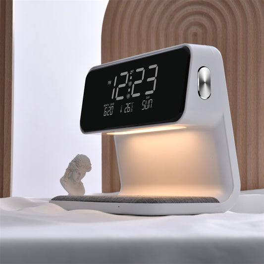 Creative 3 In 1 Bedside Wireless Lamp Charging LCD Screen Alarm Clock Wireless Phone Charger