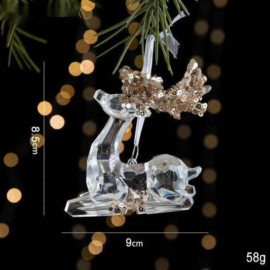 Transparent Christmas Decor Sequins Acrylic Pendant Elegant Hanging Ornaments
