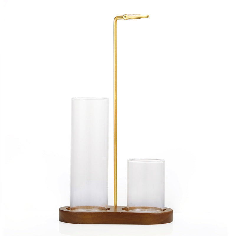 Solid Wood 8-shaped Incense Burner Rubber Wood Glass Incense Burner