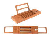 Expandable Bamboo Bathtub Caddy Tray - Bath Tray for Book, Drink, Phone and Soap