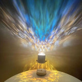 Light bulb with colorful projection on a wall