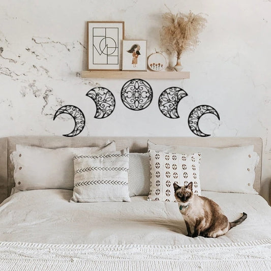 BUTORY 5Pcs Hollow Moon Phases Wall Art