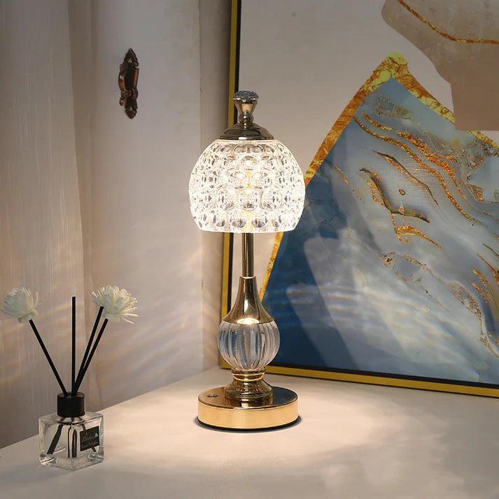 Acrylic crystal mushroom touch table lamp three color modes display