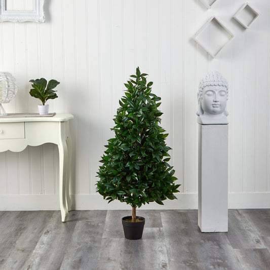 4 ft. Indoor/Outdoor Bay Leaf Artificial Topiary Tree