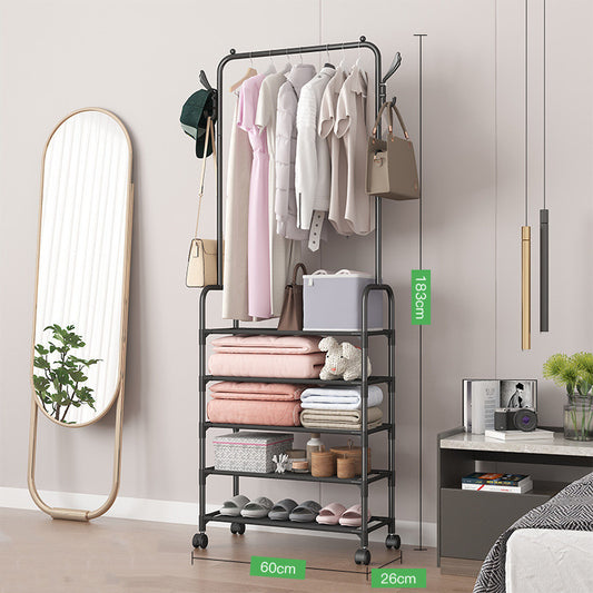 White multi-layer shoe hat rack with storage shelves in bedroom