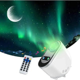 Aurora borealis projector casting green northern lights with moon