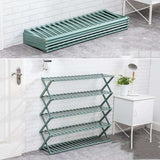 Foldable bamboo plant stand shown in collapsed position