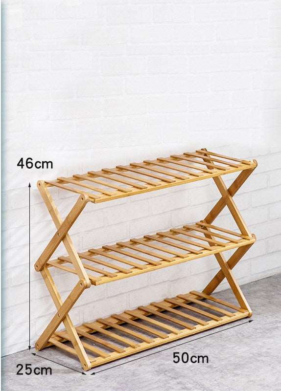 Full size view of 4-tier bamboo plant stand showing dimensions