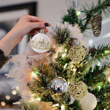 Christmas ball ornaments hanging on tree branches
