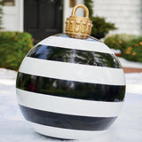 Giant Christmas ornament ball in black stripes