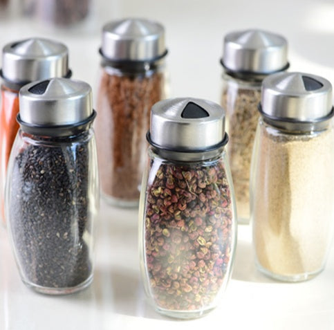 Condiment set filled with various spices and seasonings