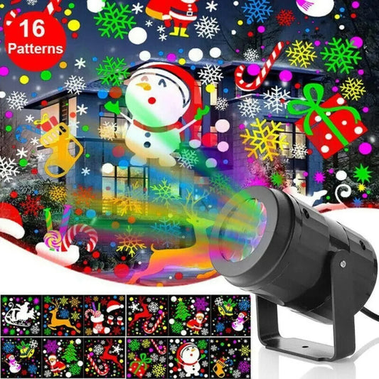 LED Christmas Projector Lights Snowflake Stage Lamp Outdoor Xmas Decor