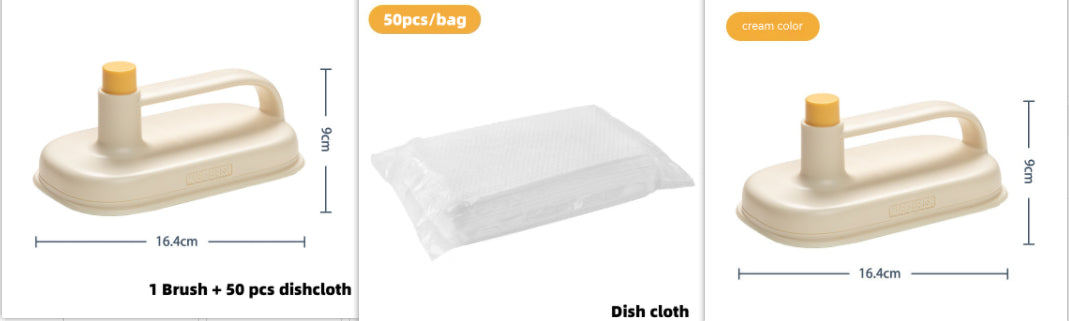 Magic Brush Set for Kitchen Bathroom Toilet Glass Wall Cleaning with Handle Rag