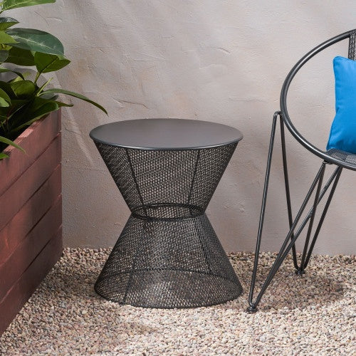 Nevada Side Table – Matte Black Iron Outdoor Accent Table for Patio or Home