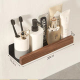 Solid Wood Bathroom Shelf No Drill - Floating Wall Shelf | 4 Sizes | Black and White