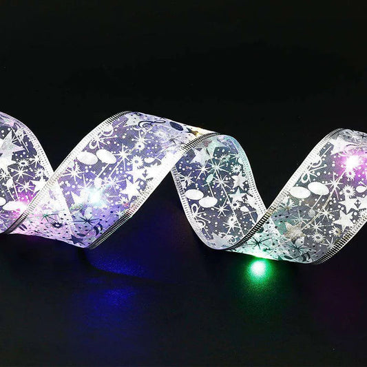 Fairy Light Strings Lighted Christmas ribbon Bow Tie For Decoration