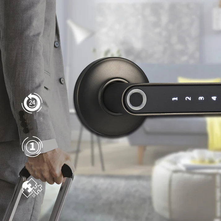 Fingerprint door lock modern minimalist black home security