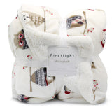 Fleece plush throw blanket styled on bed