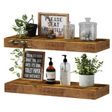 European style floating wood shelf with clean straight edges on a modern wall