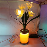 Yellow flower vase lamp warm white base bedroom decor