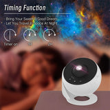 Galaxy projector night light setup in kids bedroom