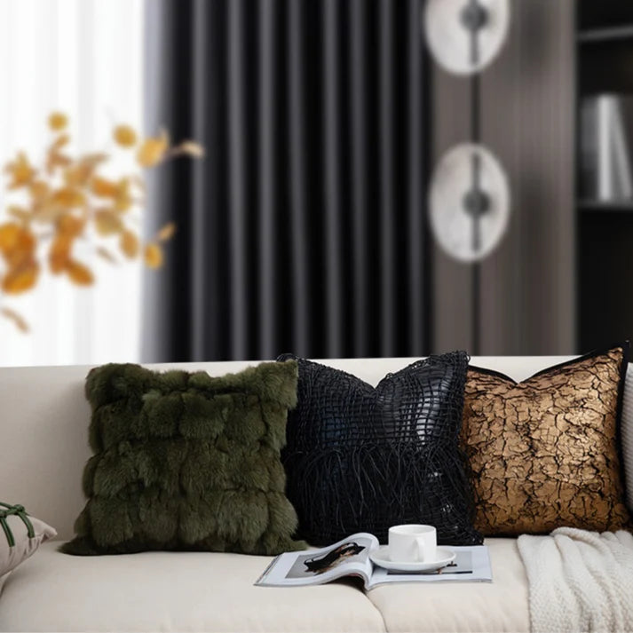 Geometric cushion cover styled in modern living room setting