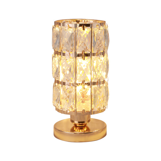 Crystal detail of gold table lamp shade