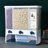 Wall mounted grain dispenser installed in modern kitchen setting