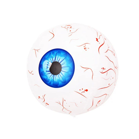 Halloween eyeball balloon inflatable displayed in front yard as spooky outdoor decoration