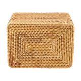 Top View of Natural Rattan Woven Basket - Storage Organizer for Living Room