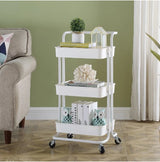 White 3 tier kitchen organizer shelf storage trolley in living room