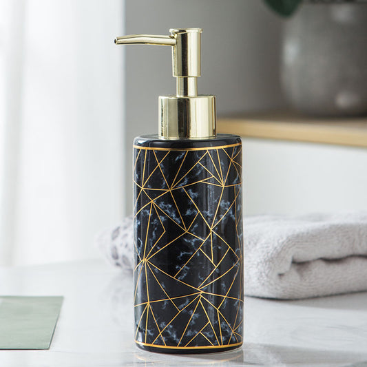 Marble ceramic hand soap lotion bottle in black gold