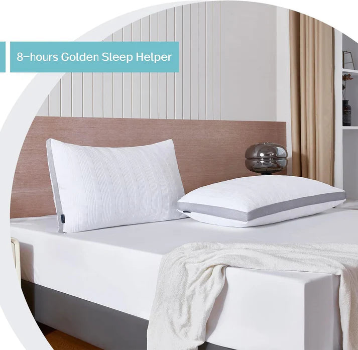 Cooling memory foam pillow on bedroom bed lifestyle