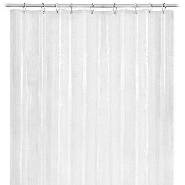 PEVA mildew resistant shower curtain used as standalone with no liner on bathroom rod