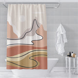 Morandi shower curtain care label showing machine wash cold and hang to dry instructions