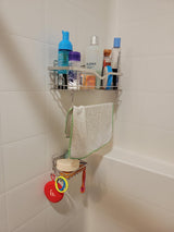 No drill shower caddy set adhesive installation steps display