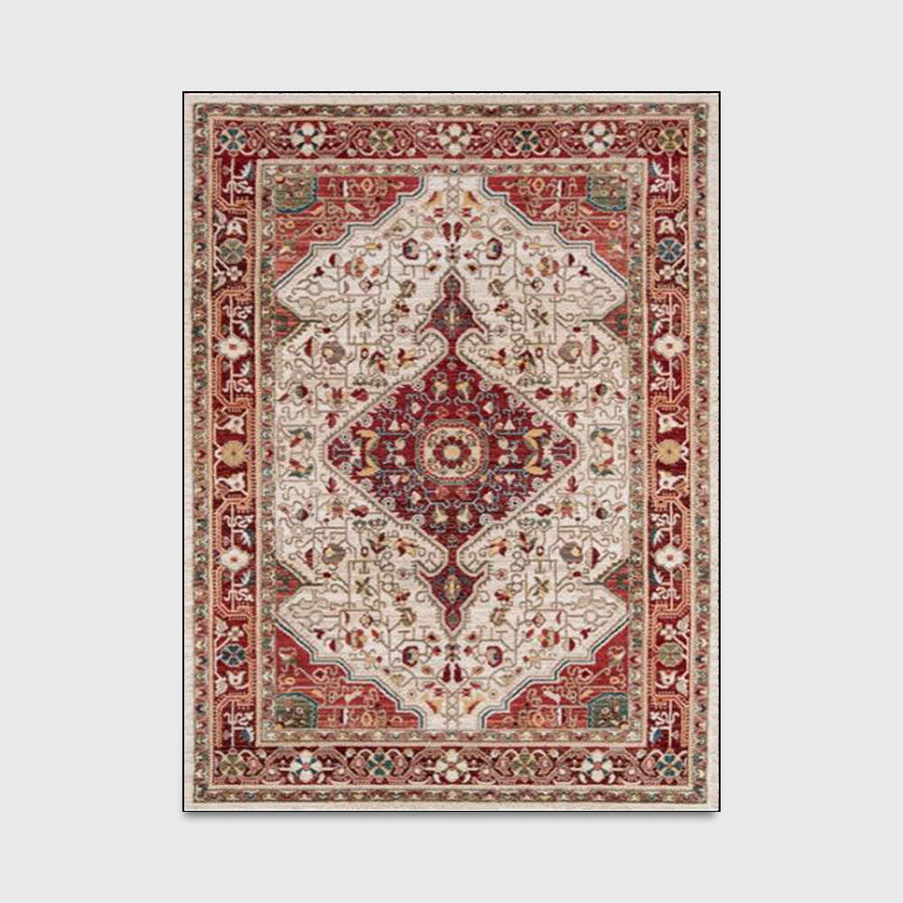 Nordic bohemian carpet top view flat lay persian floral design