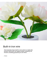 Peony flower night lamp 2 flowers warm glow on bedside table display