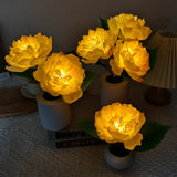 Peony flower night lamp white pot warm ambient light bedroom lifestyle