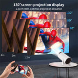 Portable mini home theater projector used inside tent