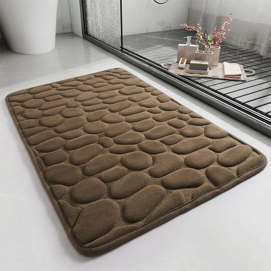 Quick dry bathroom bath mat cobblestone coffee color top view