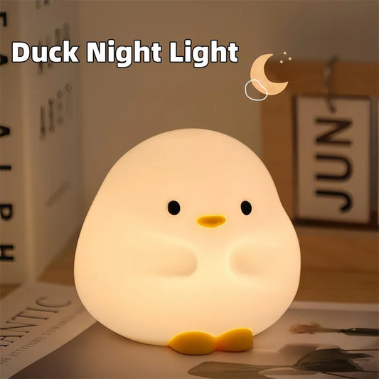 Rechargeable cute duck LED night lamp warm glow in dark room display