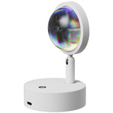 Blue purple rechargeable wall lamp casting cool colored light on a bedroom wall at night