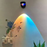 Close-up of the adhesive no drill mount on the back of the rechargeable sunset wall lamp